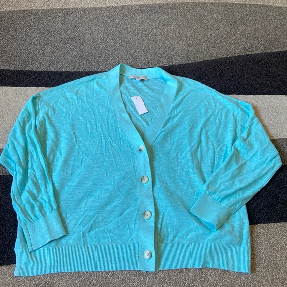 LOFT Light Blue Cardigan Sweater nwt - Picture 1 of 9